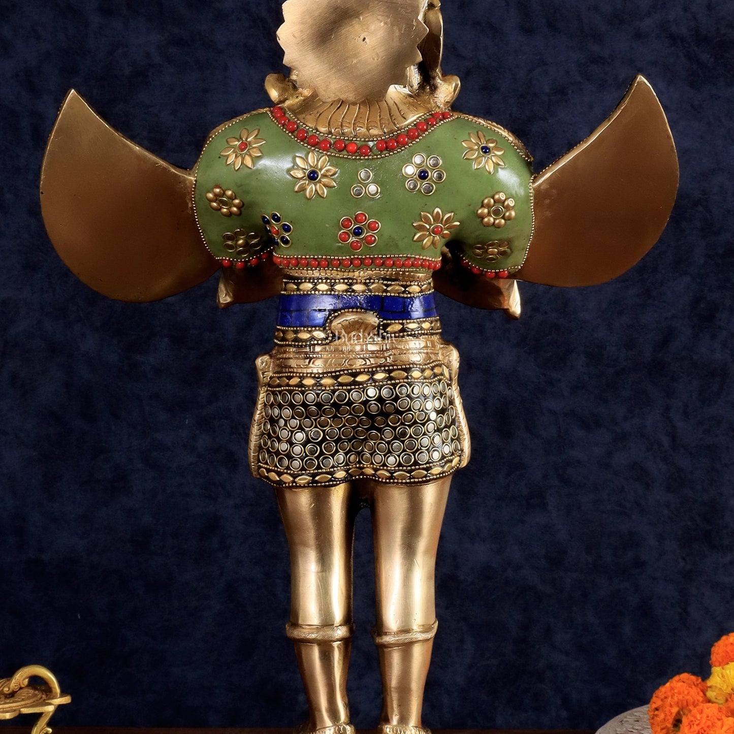 Brass Garuda idol with Meenakari , 22" Tall, - Budhshiv.com