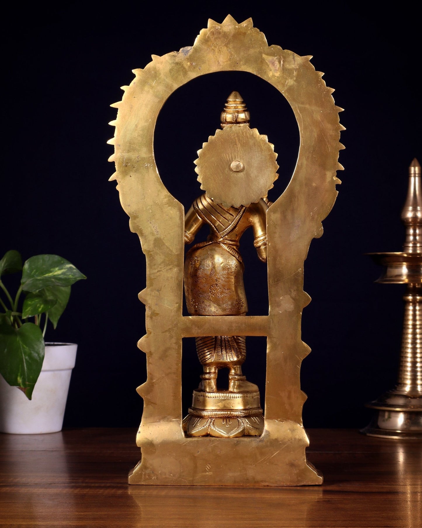 Brass Goddess Meenakshi Amman Idol with Prabhavali Frame 14 inch - Budhshiv.com