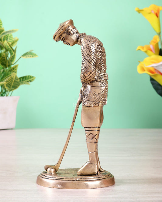Brass golfer showpiece statue 8 inch - Budhshiv.com