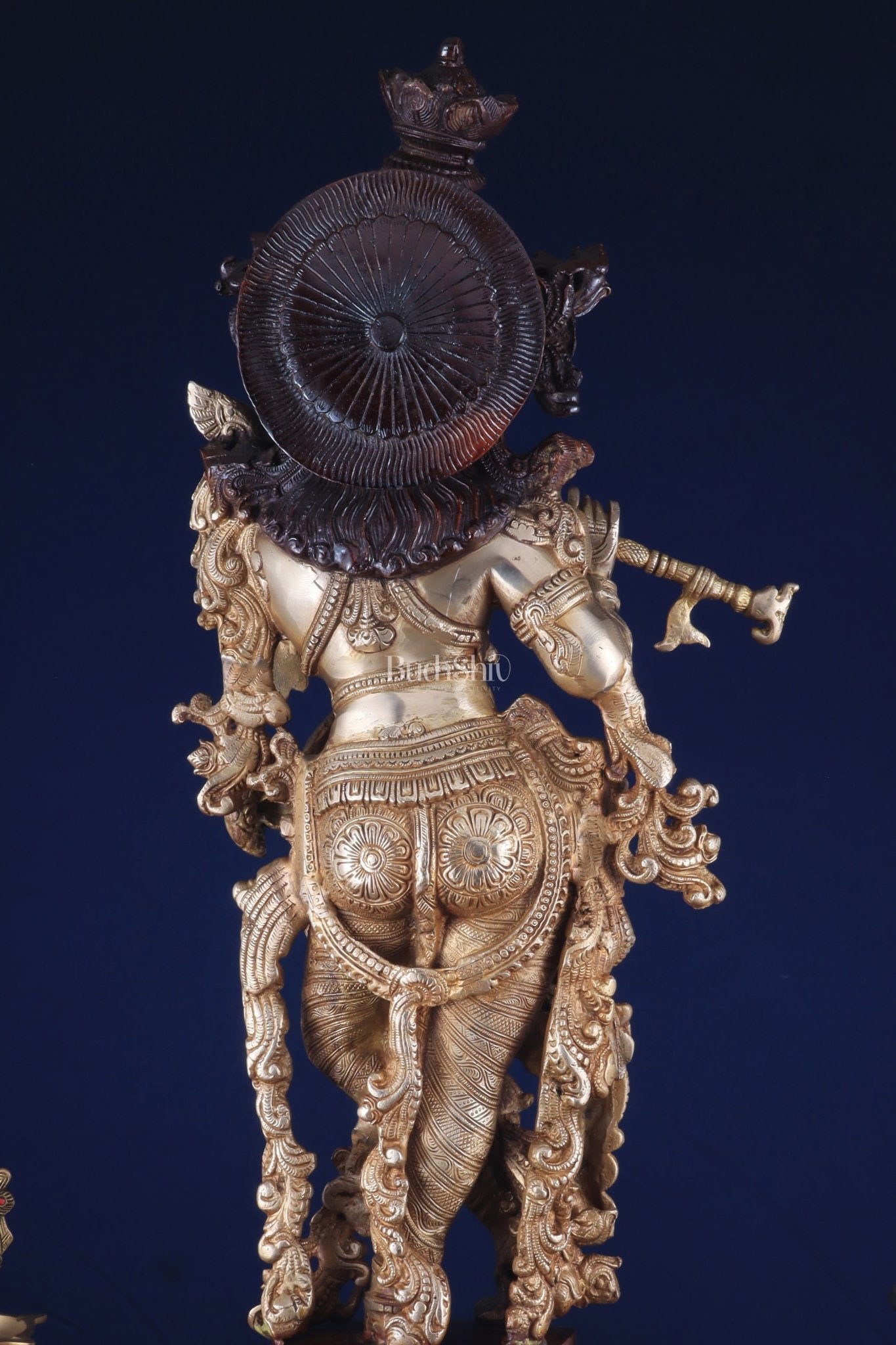 Brass Handcrafted Krishna Statue 30 inch dual tone - Budhshiv.com