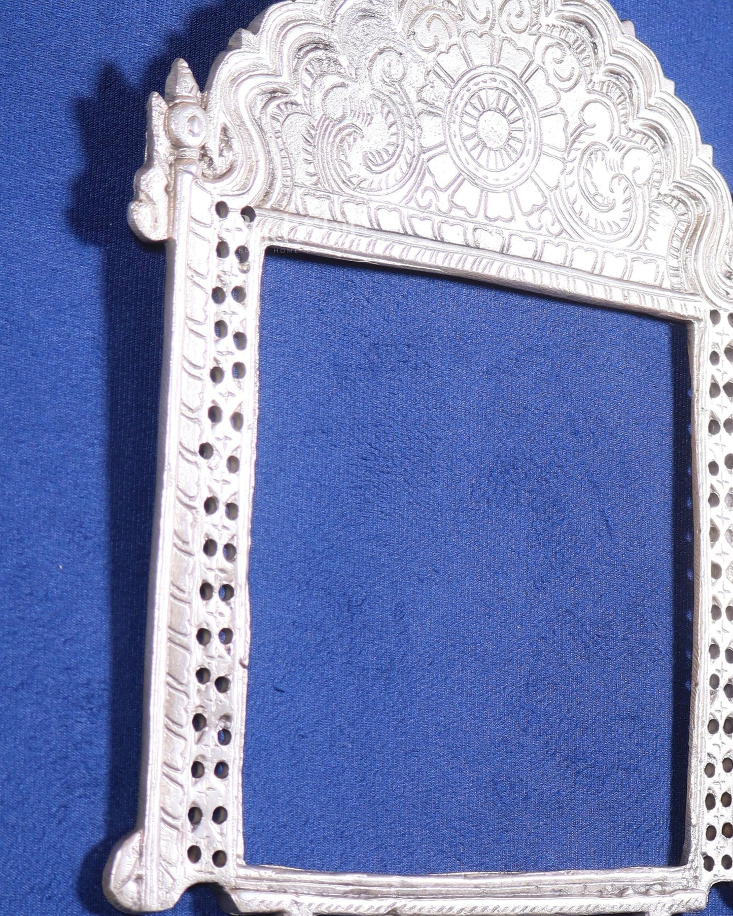 Brass Handcrafted silver plated Prabhavali 11" x 8.5" - Budhshiv.com