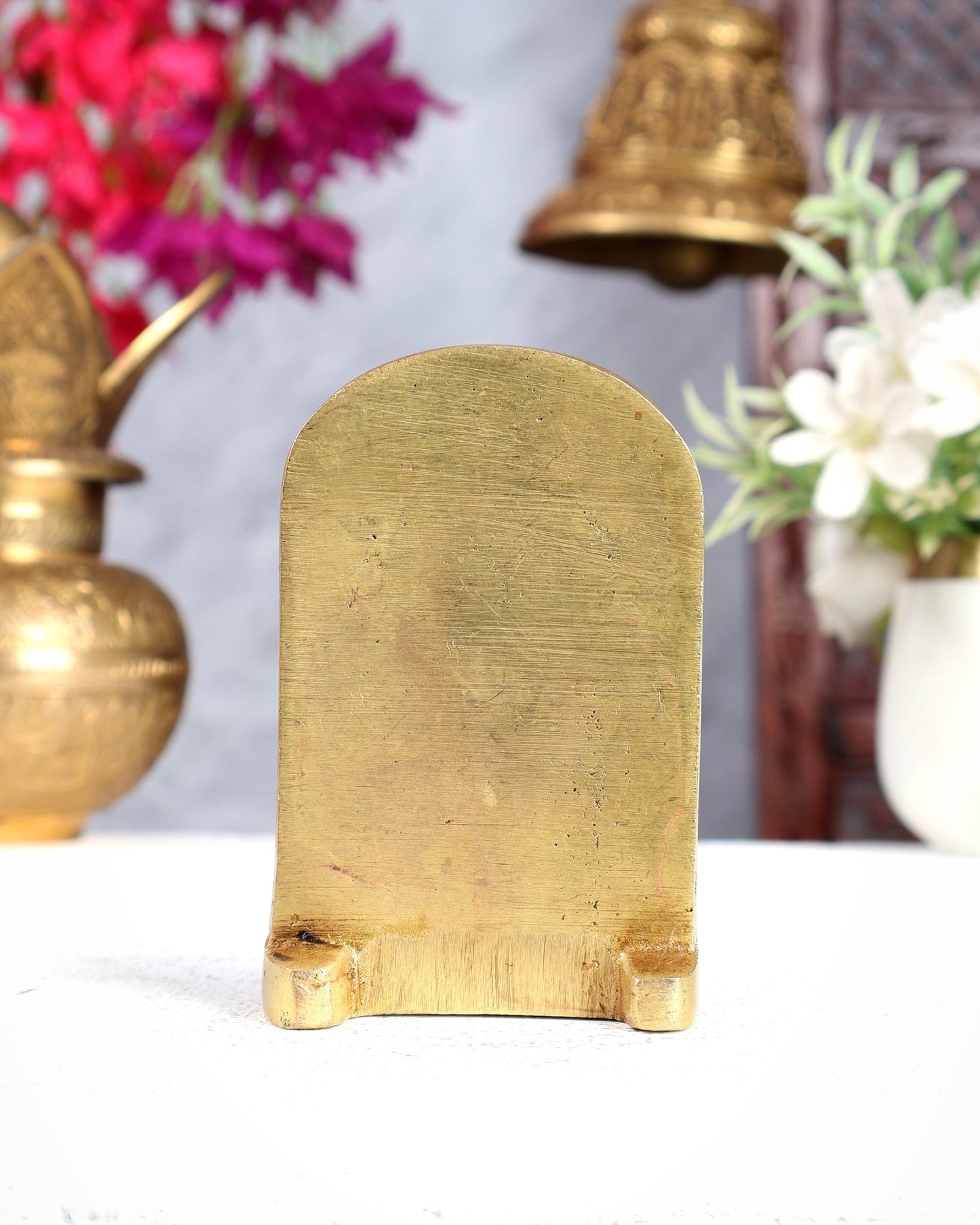 Brass Hanuman Ji Pindi Roop Kawach Murti with Vaanar Sena Carvings & Hanuman Mantra – Energised Protective Statue 4 inch - Budhshiv.com