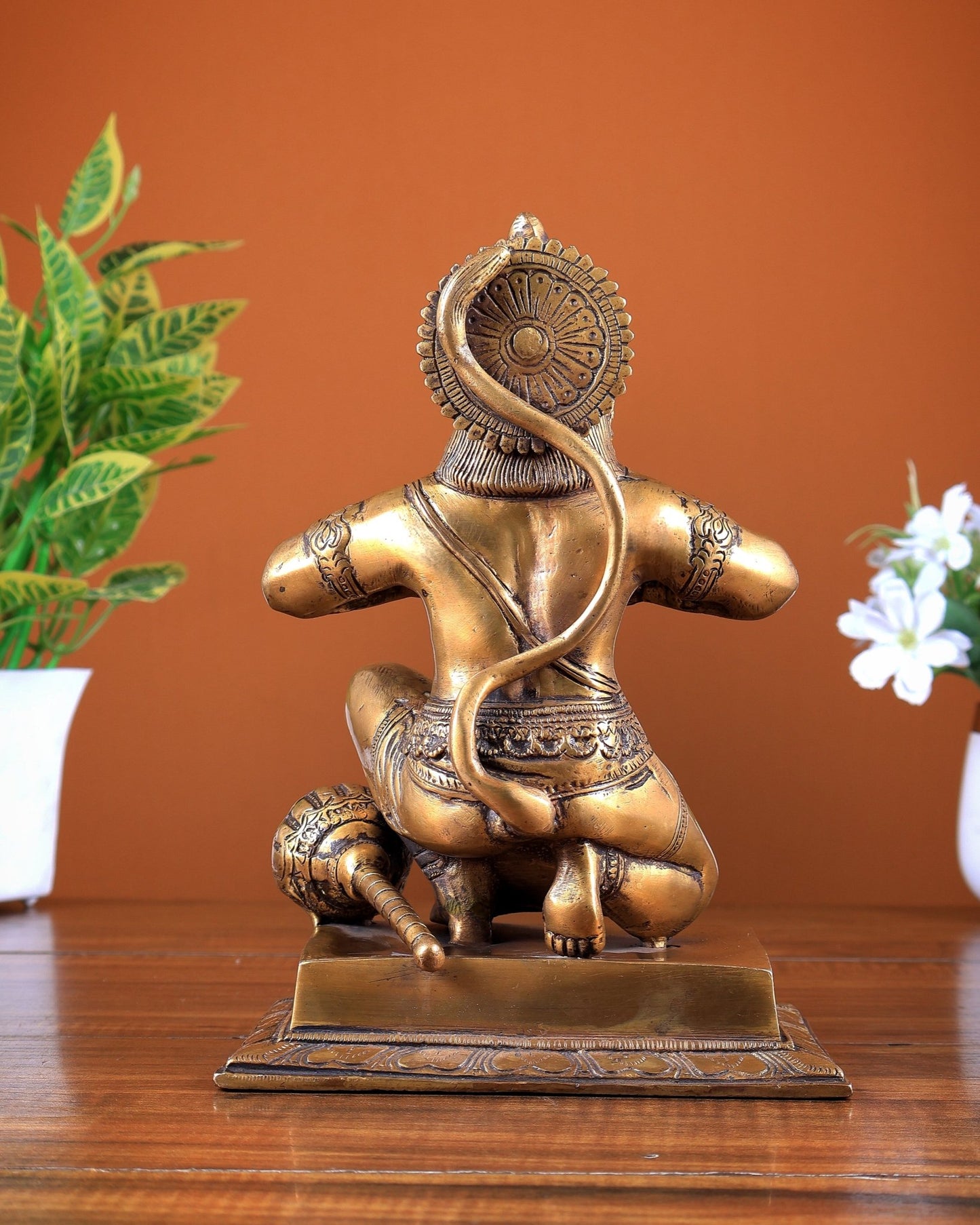 Brass Hanuman Ji with Sita Ram on Chest 8.8 inch - Budhshiv.com