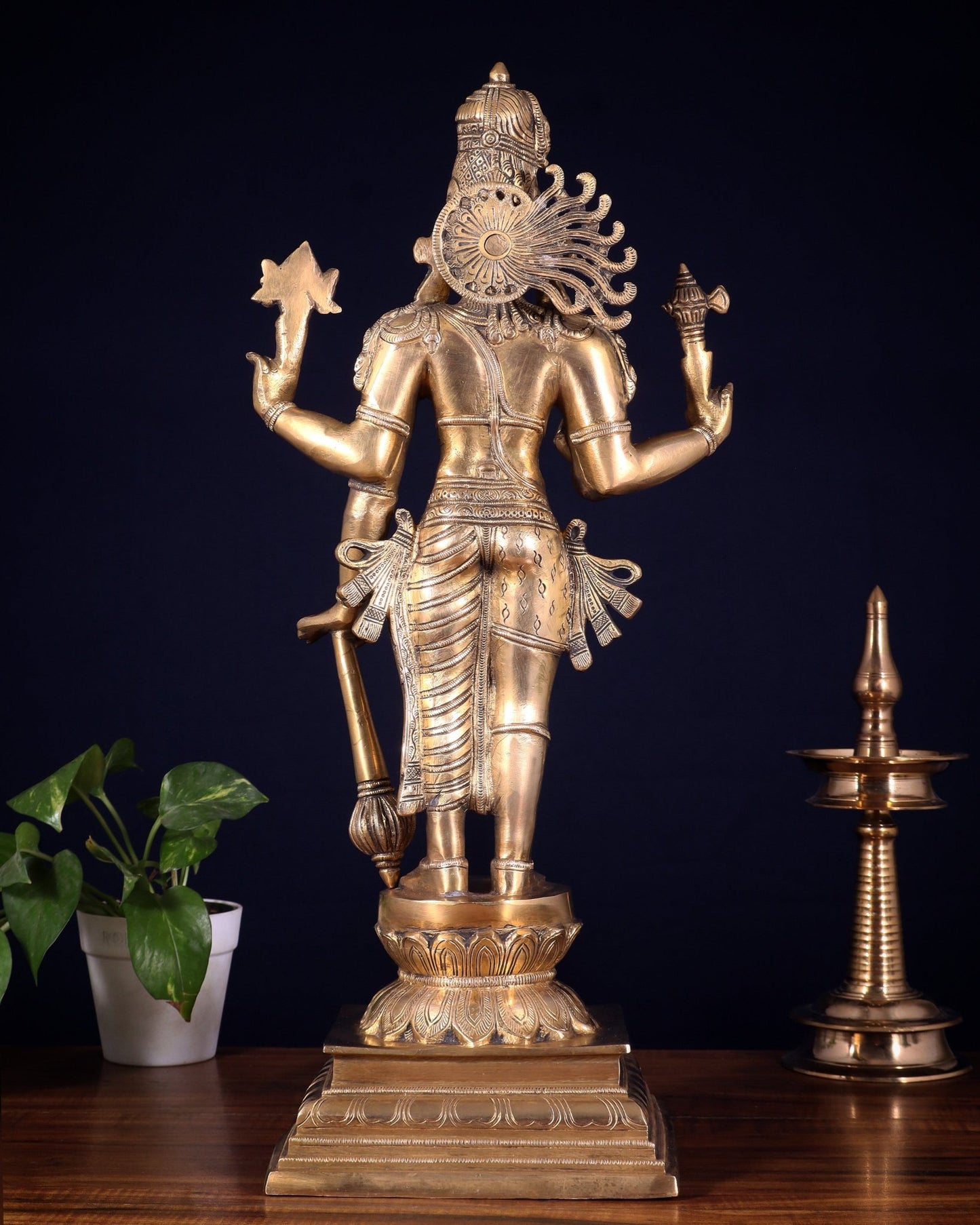 Brass Hari - Hara, Half Vishnu Half Shiva (Shankaranarayana) Statue | 21 inch - Budhshiv.com