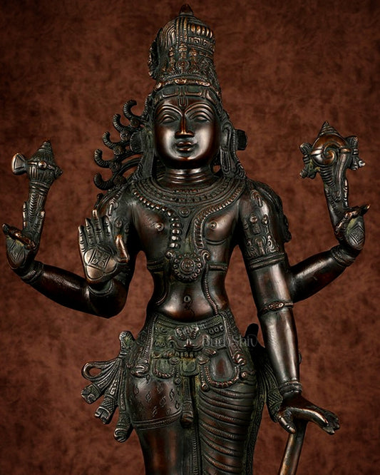 Brass Hari - Hara, Half Vishnu Half Shiva (Shankaranarayana) Statue | 21 inch - Budhshiv.com