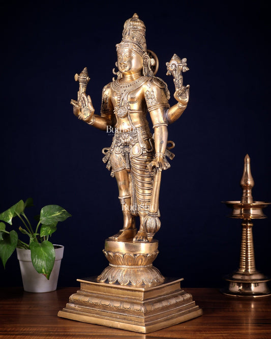 Brass Hari - Hara, Half Vishnu Half Shiva (Shankaranarayana) Statue | 21 inch - Budhshiv.com