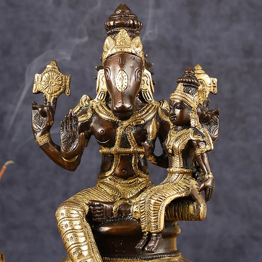 Brass Hayagriva Lakshmi idol 9" Antique duel tone - Budhshiv.com