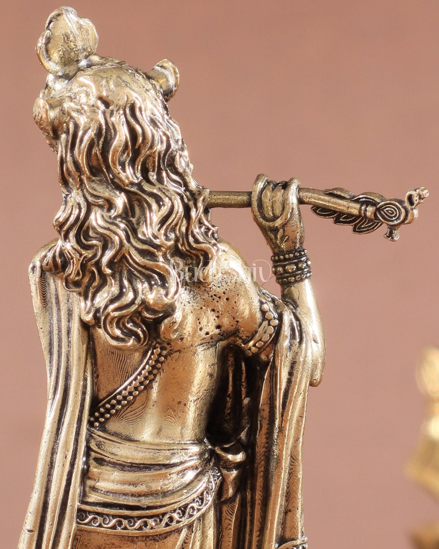 Brass Intricate Lord Krishna Superfine Statue 5 inches (12.7 cm) - Budhshiv.com