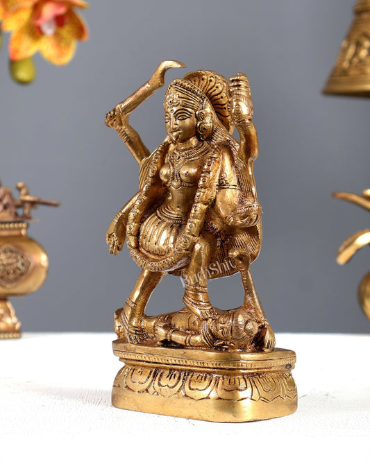Brass kali mata Charbhuja idol 7" - Budhshiv.com
