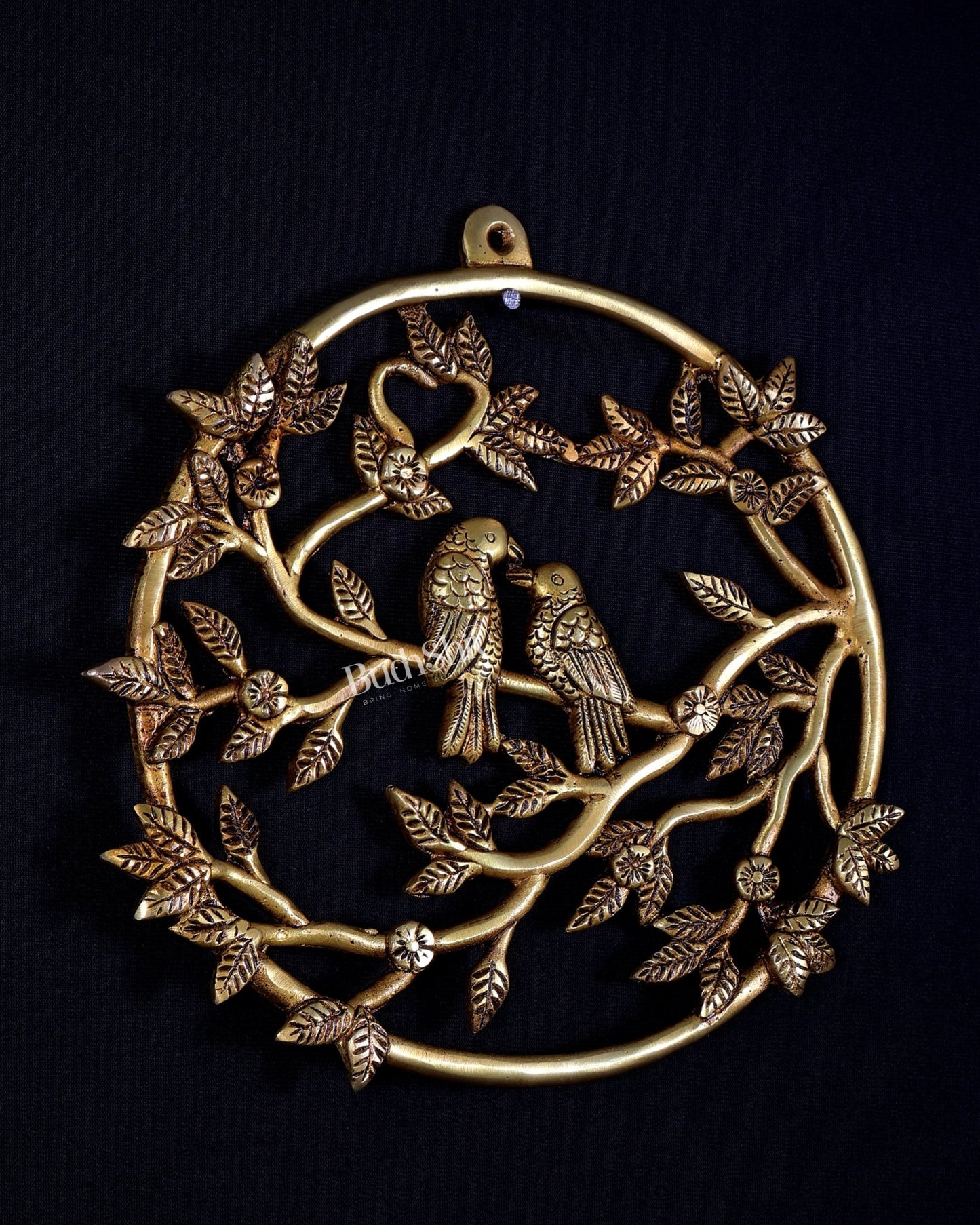 Brass Kalpavriksha Tree Wall Hanging Frame | Round Brass Wall Art 9 inch - Budhshiv.com