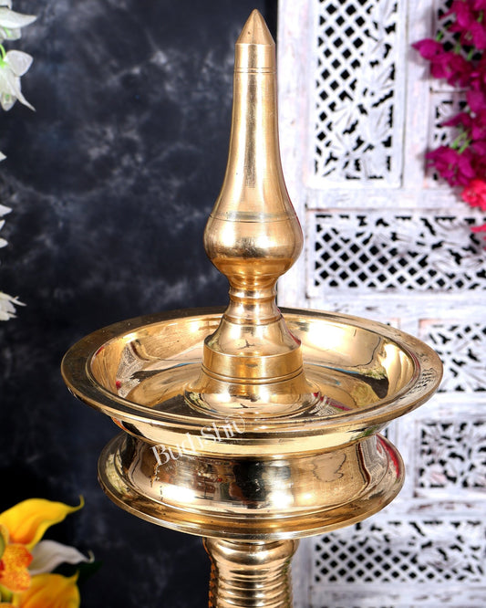Brass Kerala Lamp Nilavilakku — Traditional Diya 26 inch - Budhshiv.com