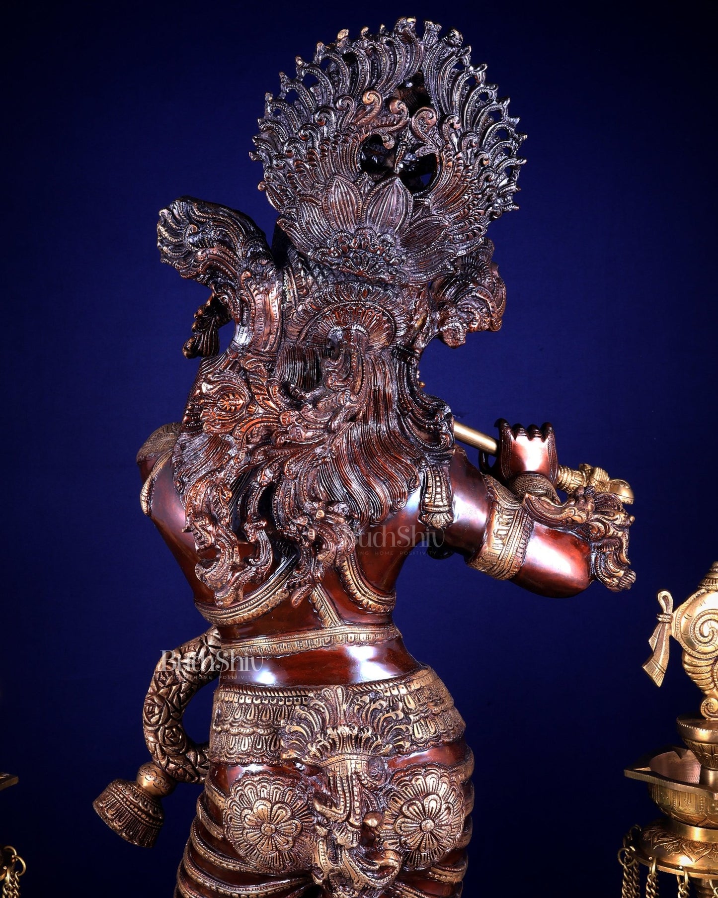 Brass Krishna dual tone Large Statue - 46 inch - Budhshiv.com