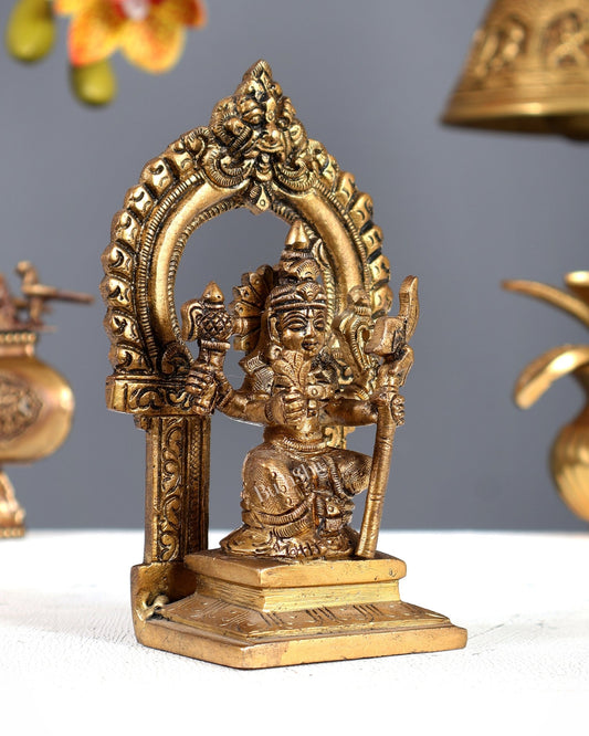 Brass Lalita Devi Idol with Prabhavali 6 Inch Rajarajeshwari - Budhshiv.com