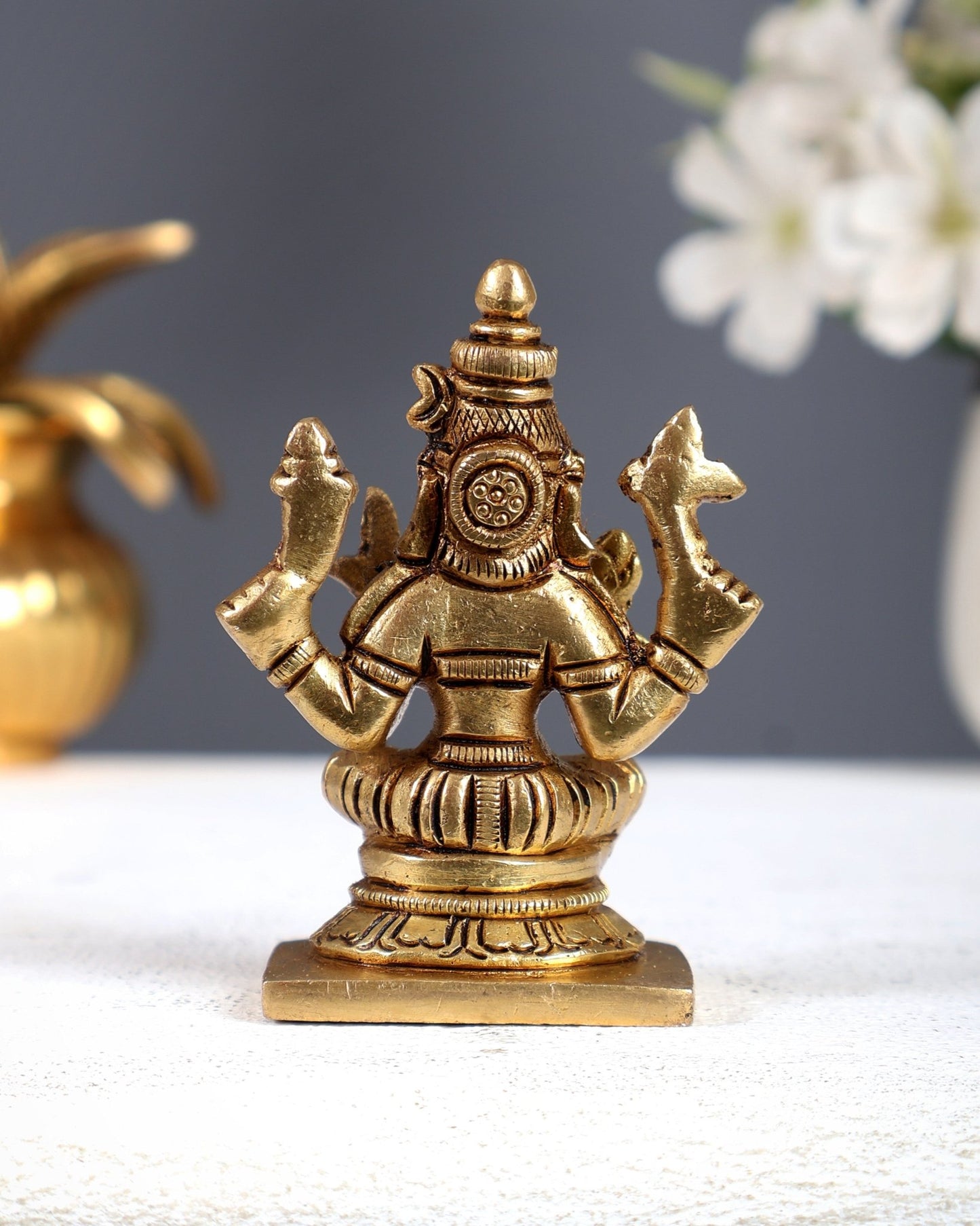 Brass Lalita Devi Rajarajeshwari Miniature Idol – Highly Detailed Tripura Sundari idol (2.8 Inches) - Budhshiv.com