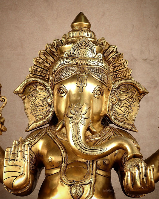 Brass Large Ganesha Statue | 20x16.5x11 Inches | 31.25 KG - Budhshiv.com