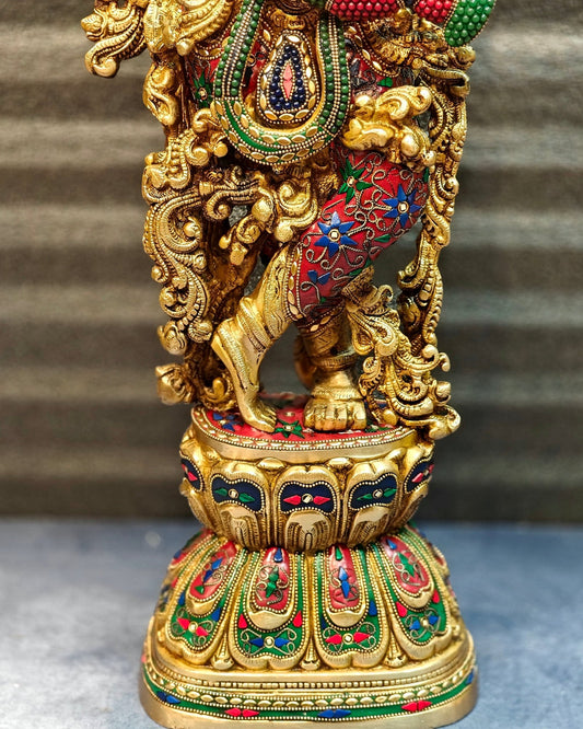 Brass large Lord Krishna Murti | 30 Inch - Budhshiv.com