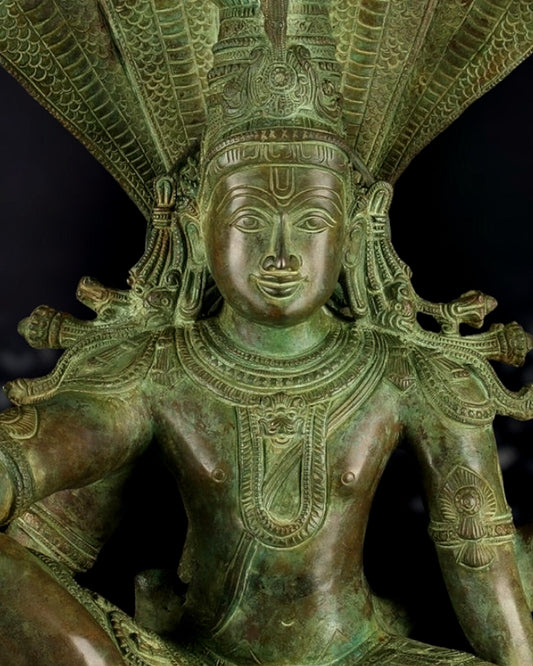 Brass large Lord Vishnu sitting Statue 30" - Budhshiv.com