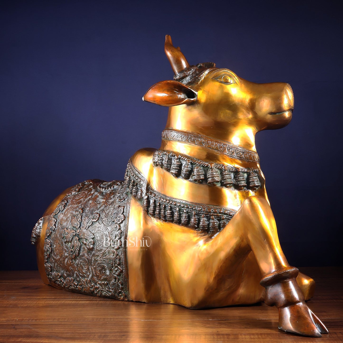 Brass Large Nandi Sculpture | BudhShiv 33" radiant gold - Budhshiv.com