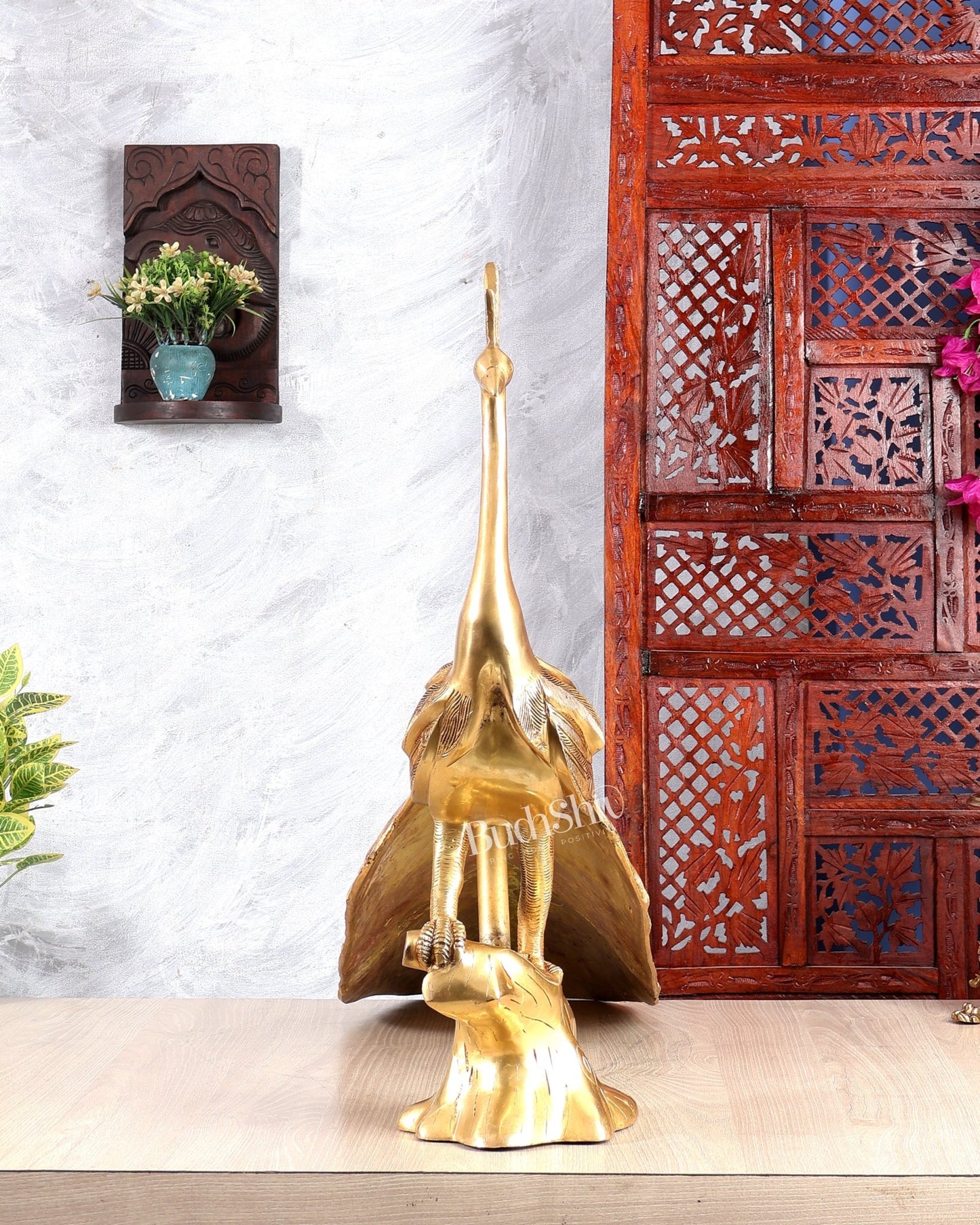Brass Large Peacock Showpiece Sculpture – Majestic Handcrafted Decorative Masterpiece 29 inch - Budhshiv.com
