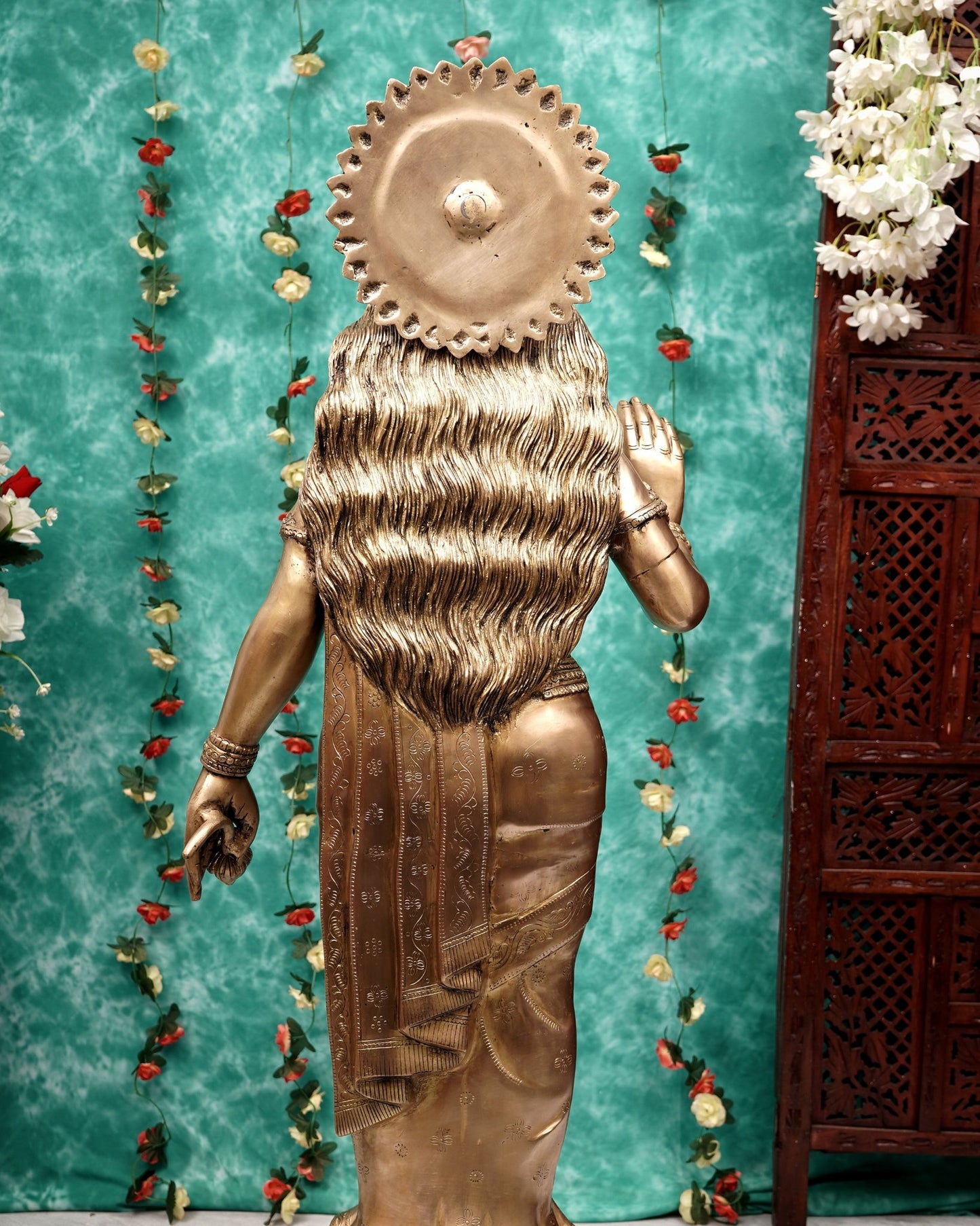 Brass Large Radha Krishna Statue Set 50.5 inch - Budhshiv.com