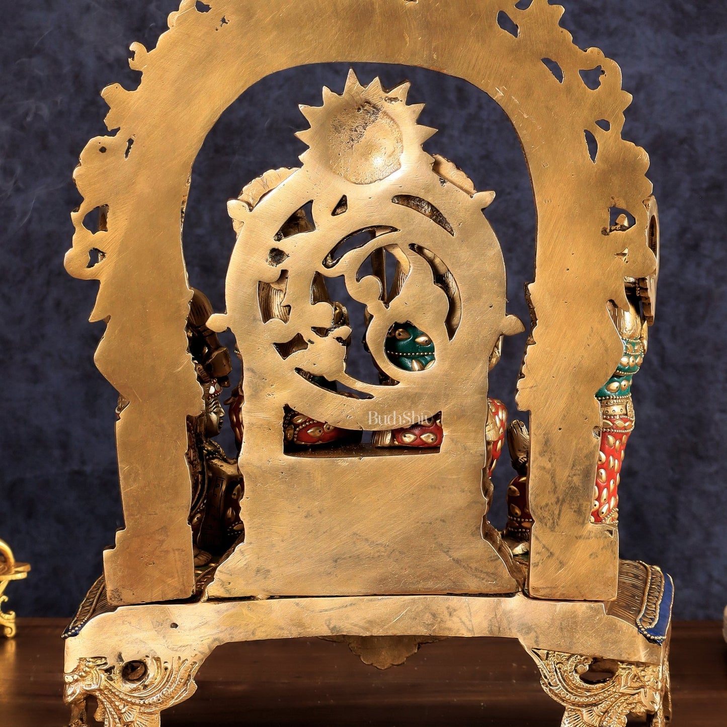 Brass large Ram Darbar Idol with Stonework | 16 inch - Budhshiv.com