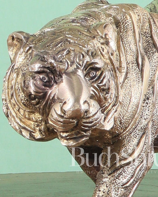 Brass Large Walking Tiger pair statues – Enhanced Carvings - Budhshiv.com