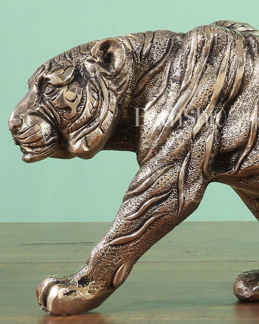 Brass Large Walking Tiger Statue – Enhanced Carvings - Budhshiv.com