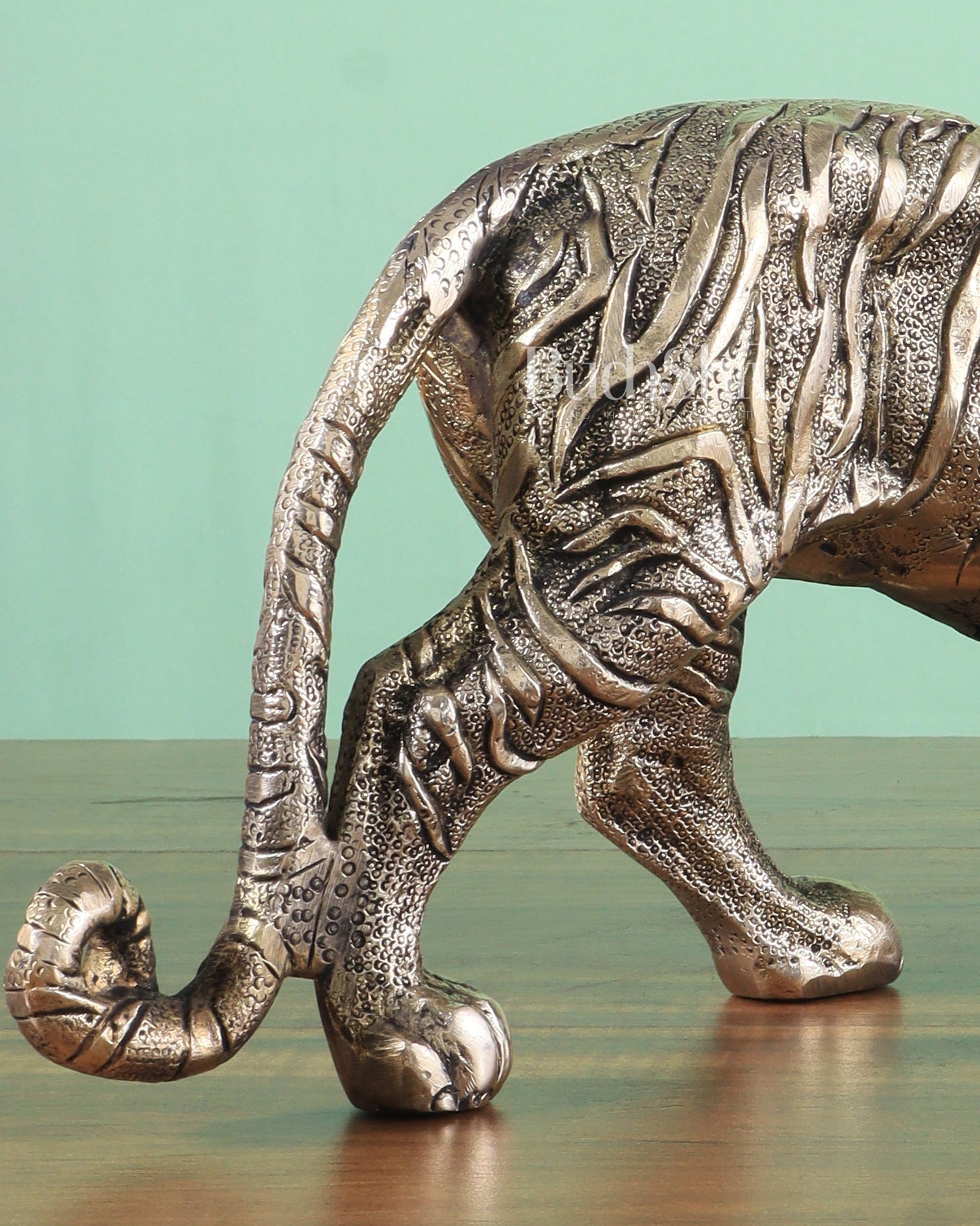 Brass Large Walking Tiger Statue – Enhanced Carvings - Budhshiv.com
