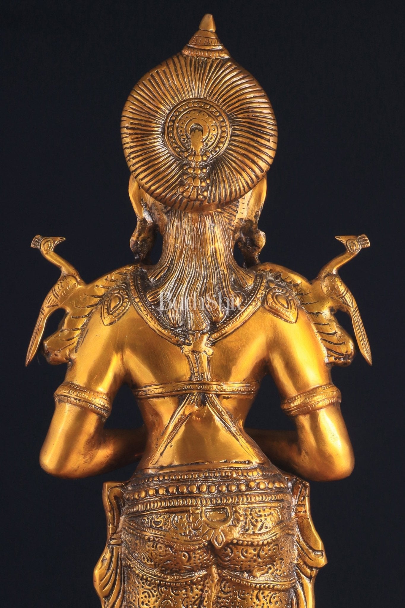 Brass Large Welcome Namaste Lady Statue – 30.5 Inch - Budhshiv.com