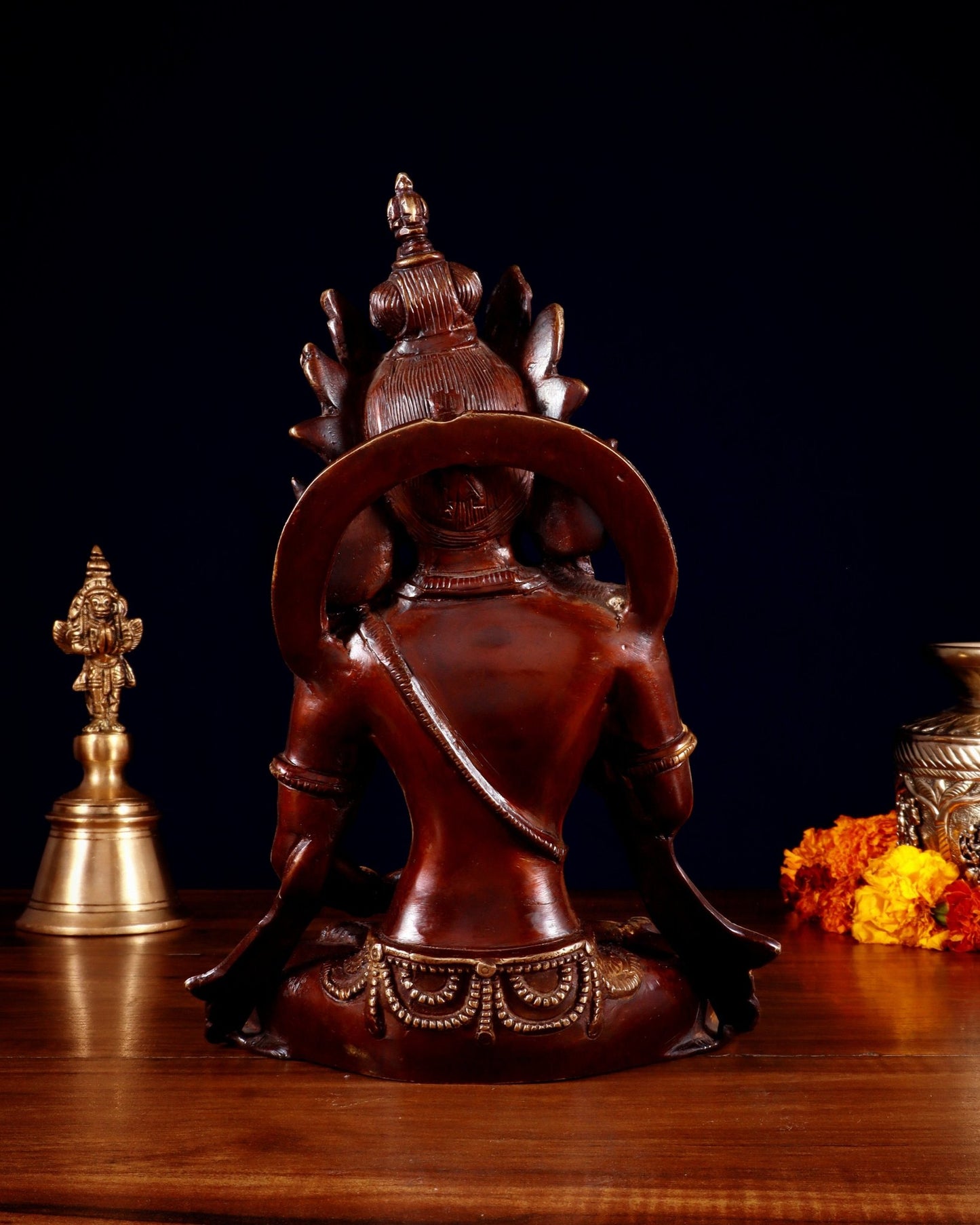 Brass Lokeshwar ( Chenrezig) Buddhist Statue – Dual Tone Finish 10" - Budhshiv.com