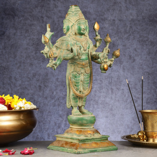 Brass Lord Brahma Statue - 16 Inch - Budhshiv.com