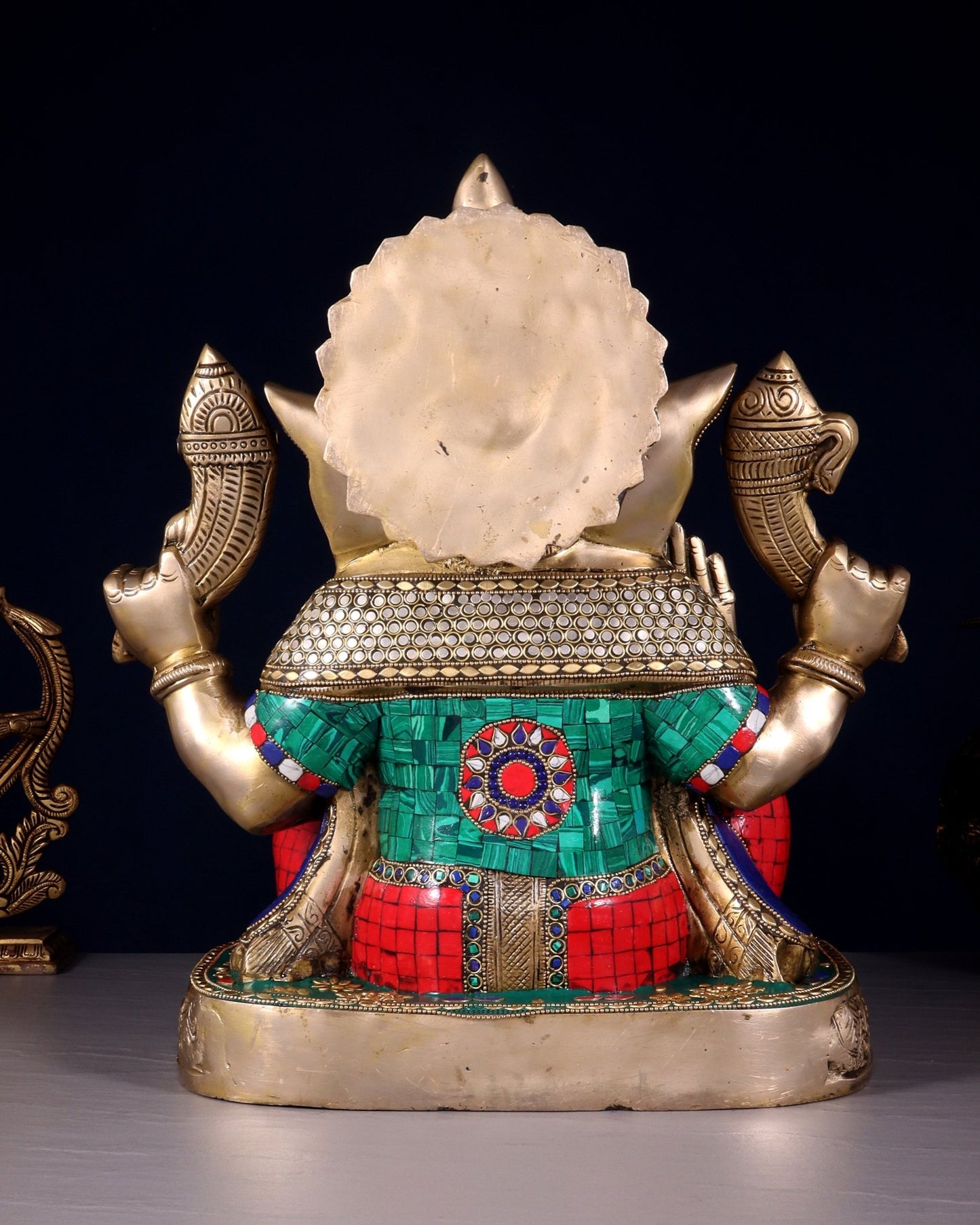 Brass Lord Ganesha Statue 15 inch multicolour - Budhshiv.com