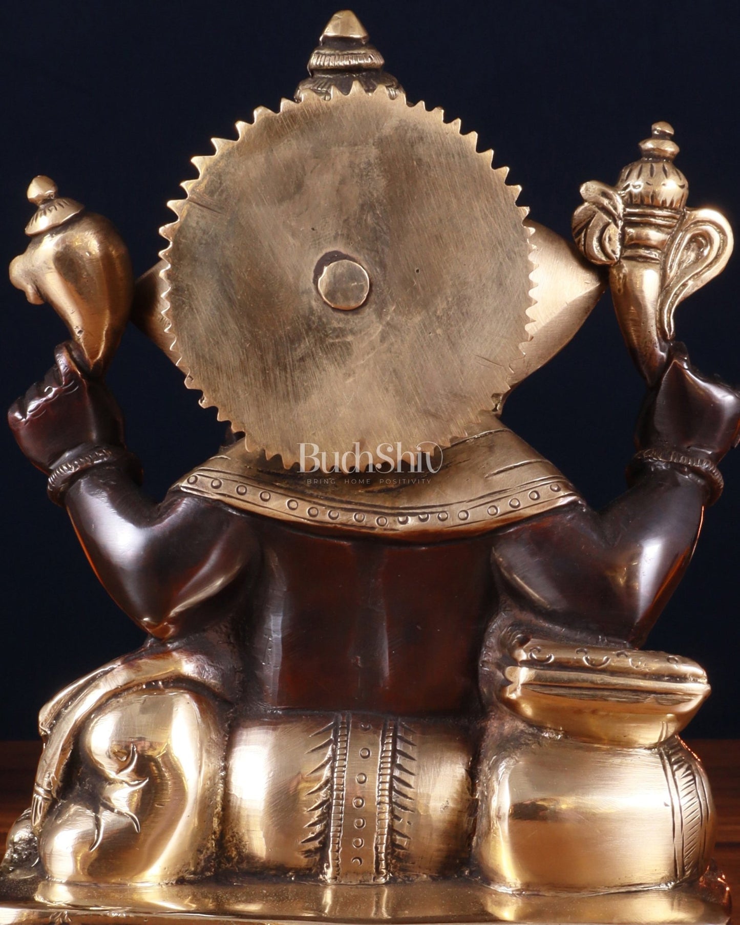 Brass Lord Ganesha Writing Statue – 7.5 Inch black tone - Budhshiv.com