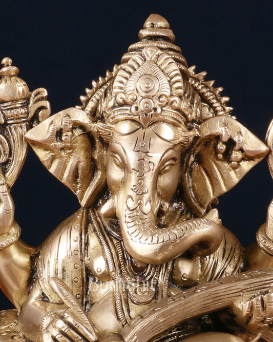 Brass Lord Ganesha Writing Statue – 7.5 Inch - Budhshiv.com