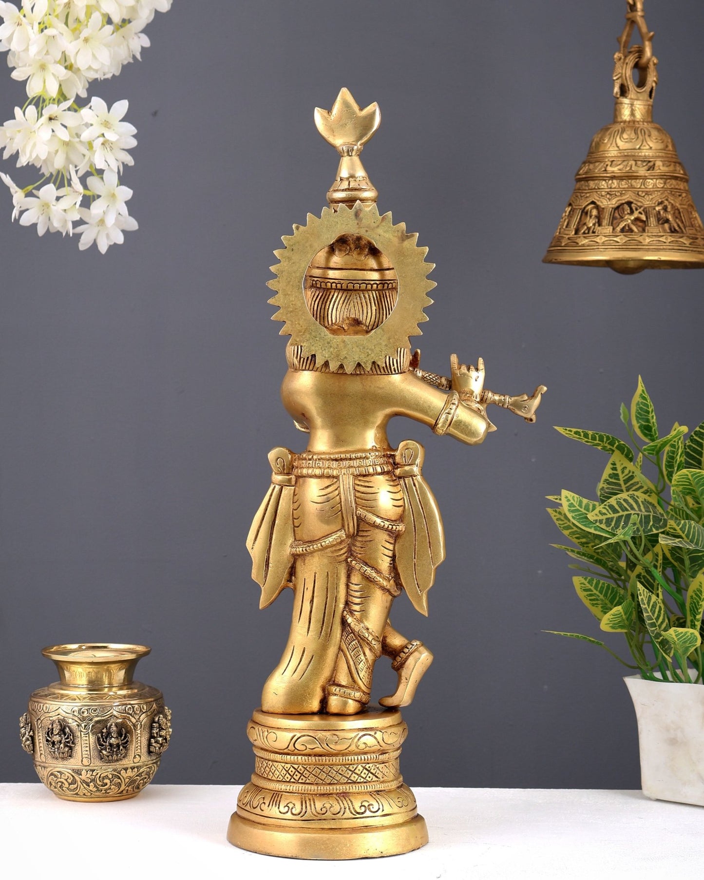 Brass Lord Krishna statue 20 inch - Budhshiv.com