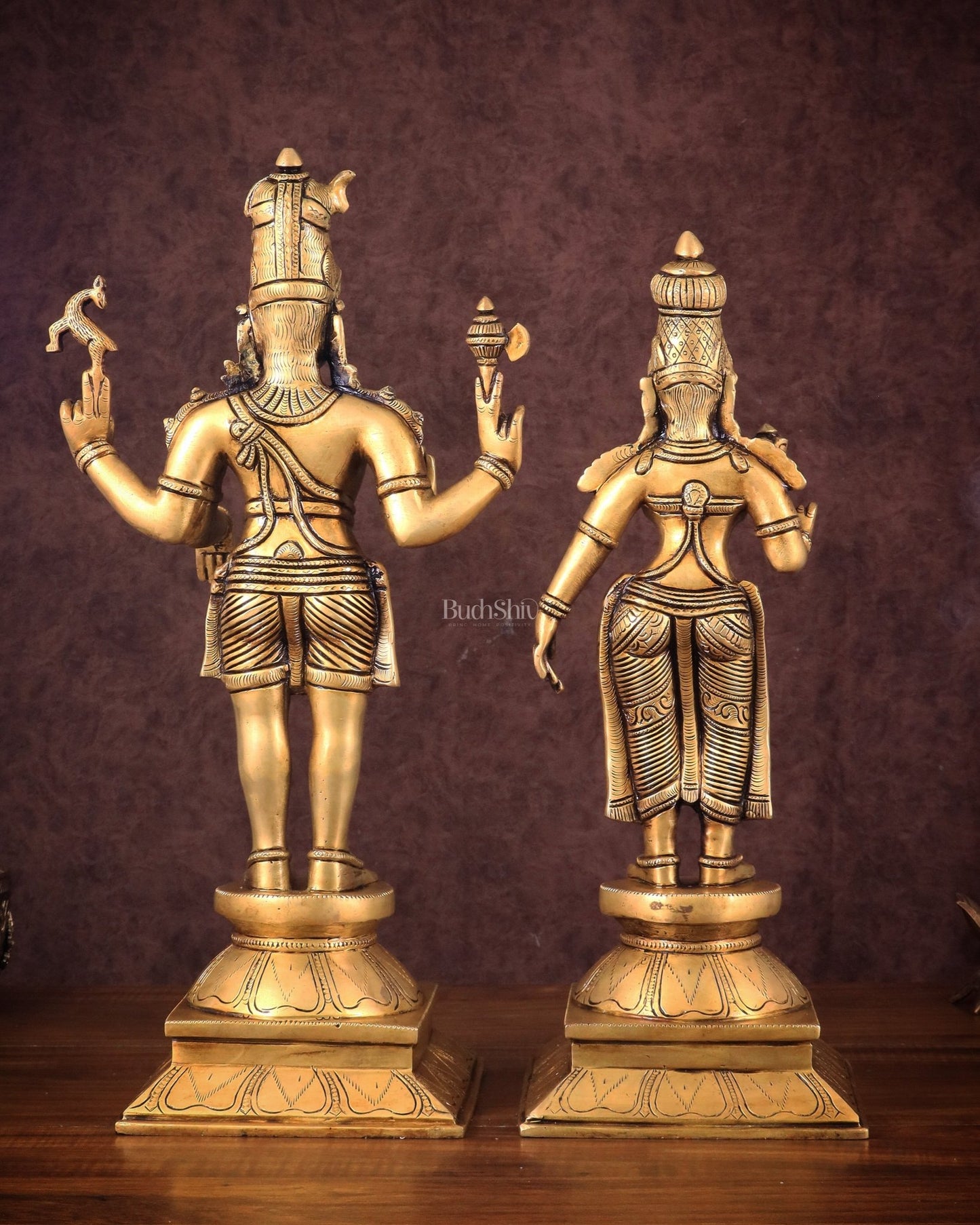 Brass Lord Shiva and Parvati Idol | 18" Height - Budhshiv.com