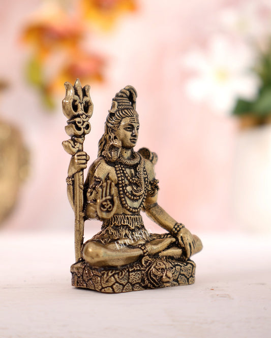 Brass Lord Shiva blessing idol 2" miniature - Budhshiv.com