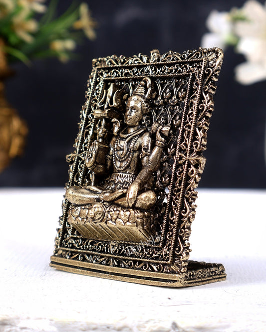 Brass Lord Shiva Car Dashboard Idol | Mini Mahadev Statue for Car, Home & Office - Budhshiv.com