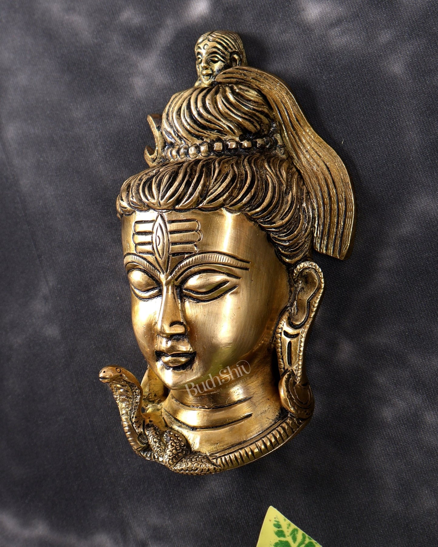 Brass Lord Shiva Face Wall Hanging – High-Quality Handcrafted Spiritual Wall Décor 6 inch - Budhshiv.com