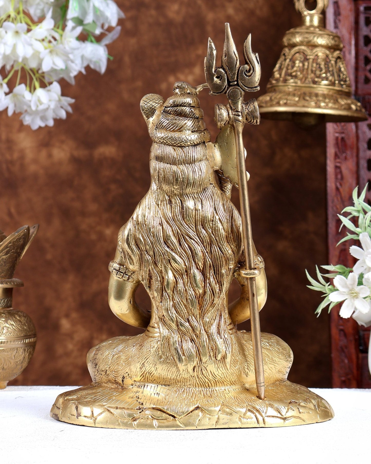 Brass Lord Shiva in meditation Statue 10.5 inch - Budhshiv.com