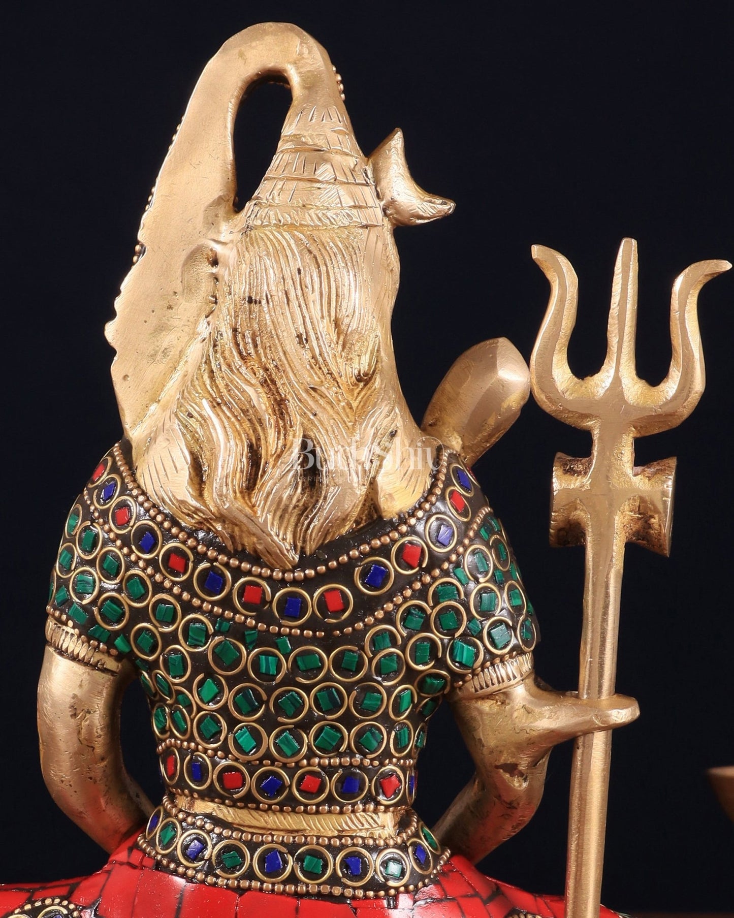 Brass Lord Shiva in Meditation Statue 8" meenakari Stonework - Budhshiv.com