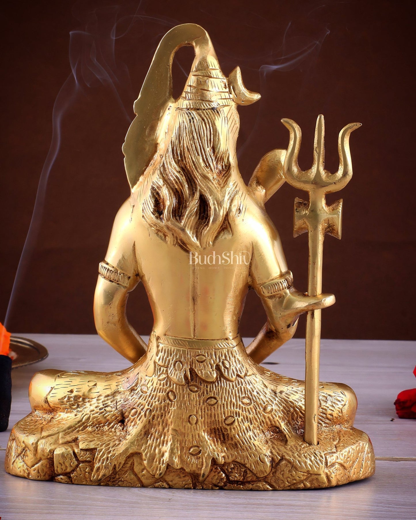 Brass Lord Shiva in Meditation Statue 8" - Budhshiv.com