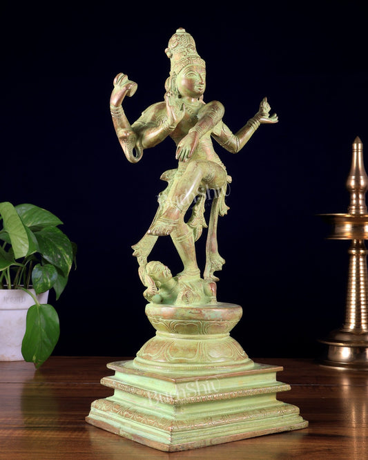 Brass Lord Shiva Nataraja Dancing Ananda Tandava Statue | Cosmic Dance Sculpture 13.5" - Budhshiv.com