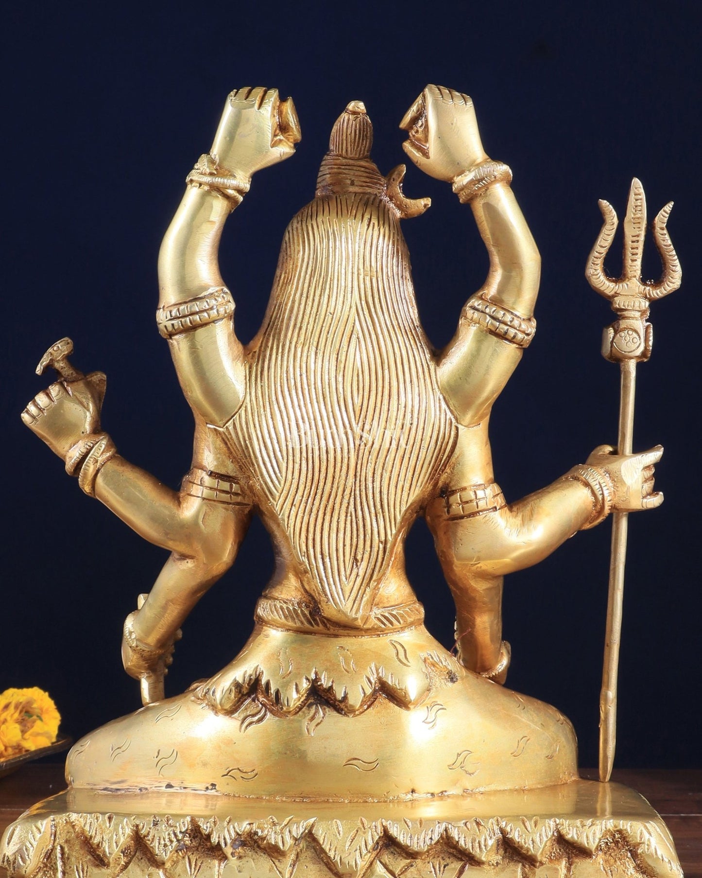Brass Mahamrityunjay Shiva Shambho Sculpture – 10" x 8" x 5" | Powerful Artistic Idol - Budhshiv.com