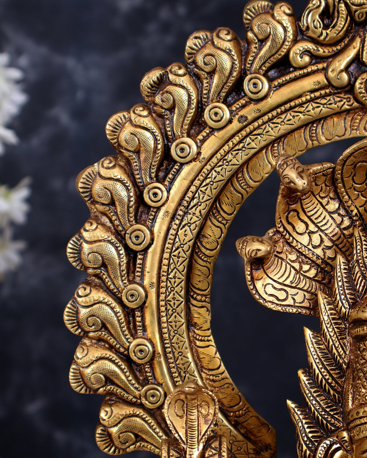 Brass Mariamman Goddess Idol with Prabhavali 17.5 inch - Budhshiv.com