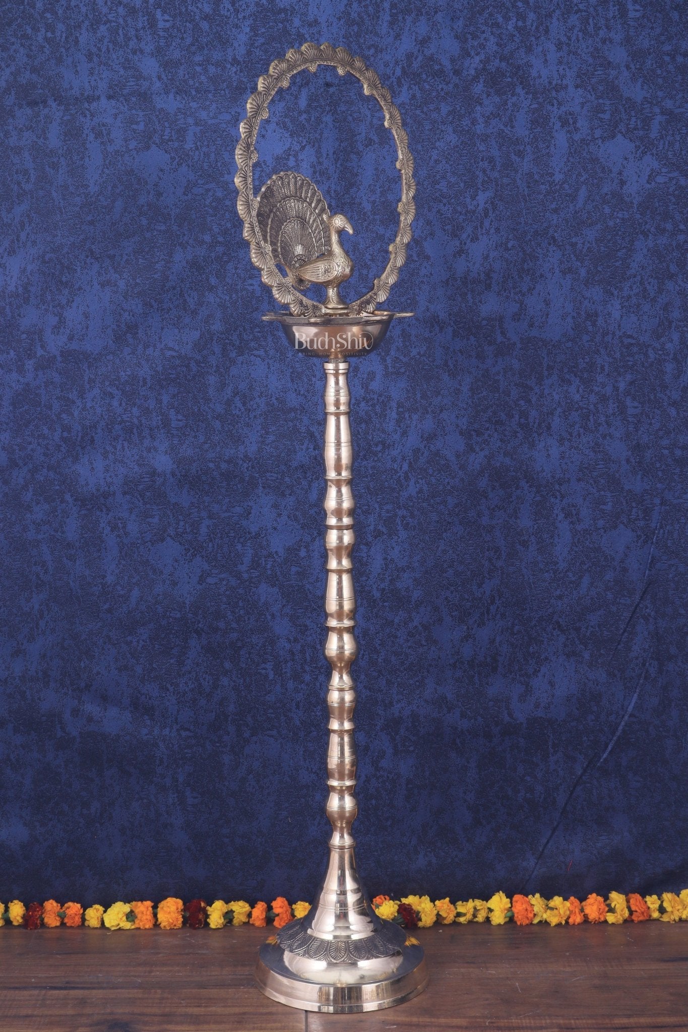 Brass Mayur Inauguration Lamp – Pair 46" - Budhshiv.com