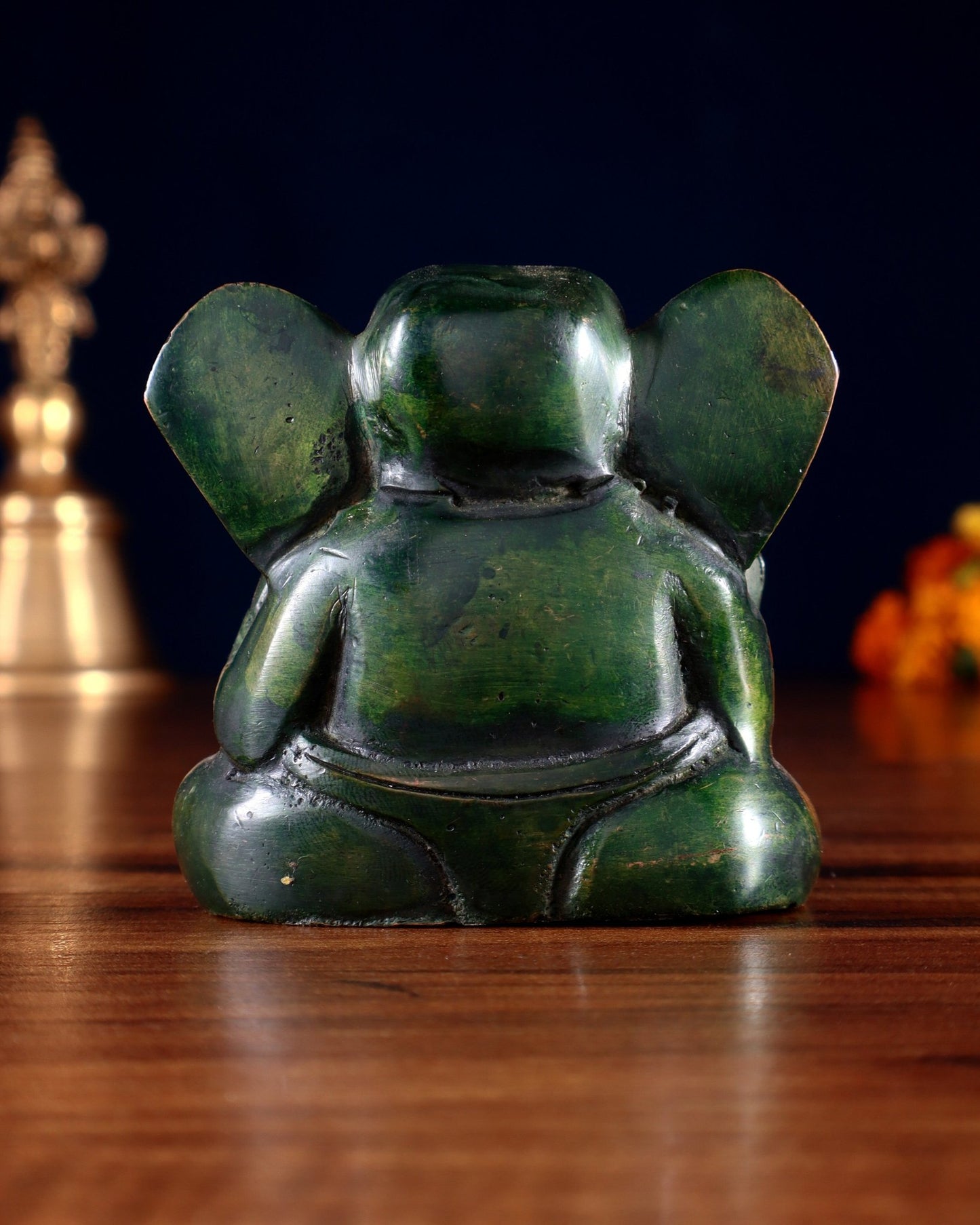 Brass Miniature Appu Ganesh Idol with Big Ears 3" - Budhshiv.com