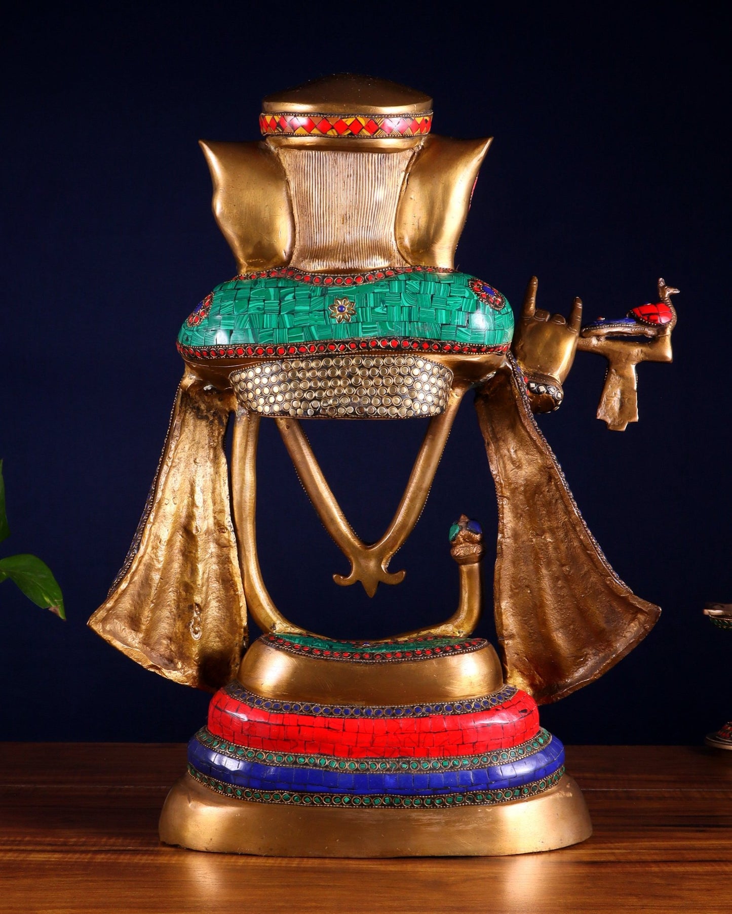 Brass Modern Ganesha playing flute Statue - 20 Inch - Budhshiv.com