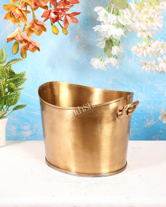Brass Multipurpose Flower & Fruit Bowl – Lightweight Antique Tone Decorative Bowl (13 Inches) - Budhshiv.com