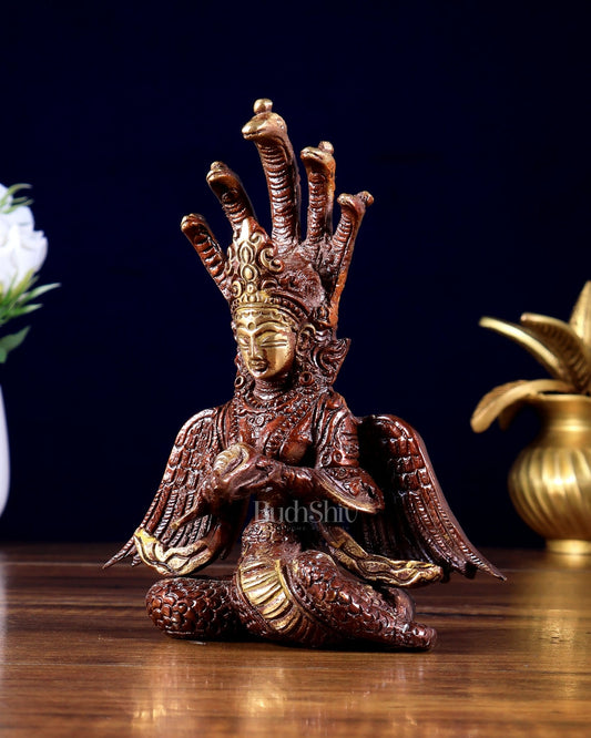 Brass Naga Kanya Idol – Unique Dual Tone Finish 5.5 inch - Budhshiv.com